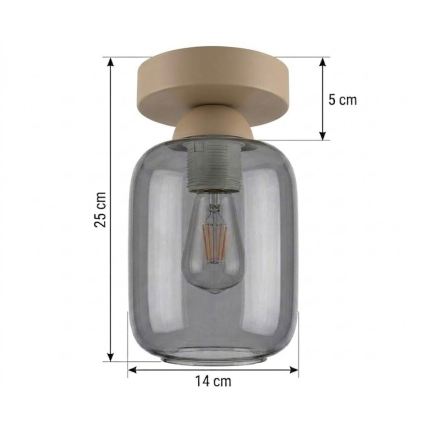 BRILAGI - LED Stropní svítidlo RETRO GLASS 1xE27/60W/230V pr. 14 cm béžová/kouřová šedá