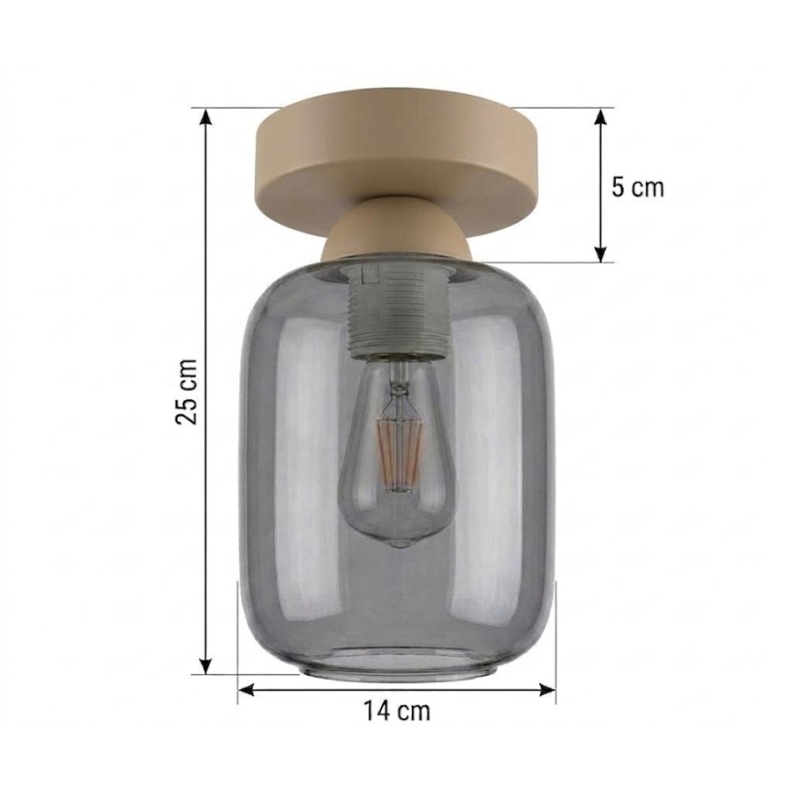 BRILAGI - LED Stropní svítidlo RETRO GLASS 1xE27/60W/230V pr. 14 cm béžová/kouřová šedá