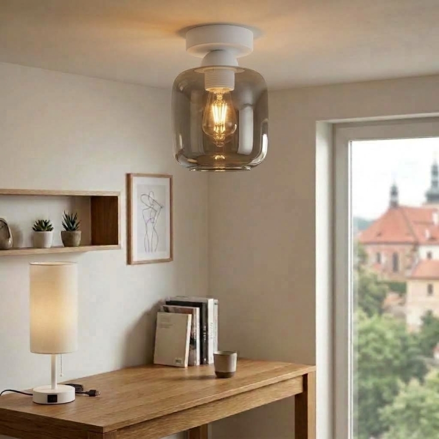 BRILAGI - LED Stropní svítidlo RETRO GLASS 1xE27/60W/230V pr. 14 cm bílá/kouřová šedá