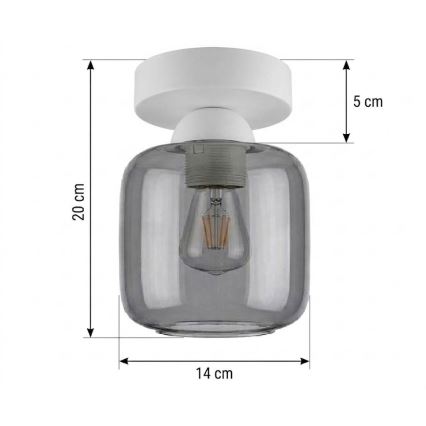 BRILAGI - LED Stropní svítidlo RETRO GLASS 1xE27/60W/230V pr. 14 cm bílá/kouřová šedá