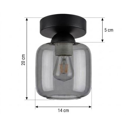 BRILAGI - LED Stropní svítidlo RETRO GLASS 1xE27/60W/230V pr. 14 cm černá/kouřová šedá