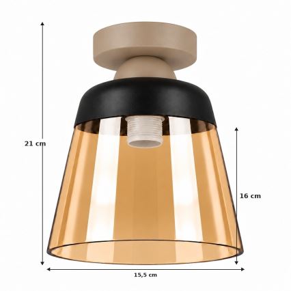 BRILAGI - LED Stropní svítidlo RETRO GLASS 1xE27/60W/230V pr. 15,5 cm béžová/kouřová béžová
