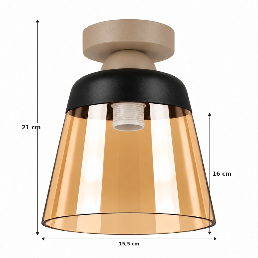 BRILAGI - LED Stropní svítidlo RETRO GLASS 1xE27/60W/230V pr. 15,5 cm béžová/kouřová béžová