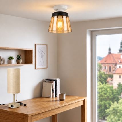 BRILAGI - LED Stropní svítidlo RETRO GLASS 1xE27/60W/230V pr. 15,5 cm bílá/kouřová béžová