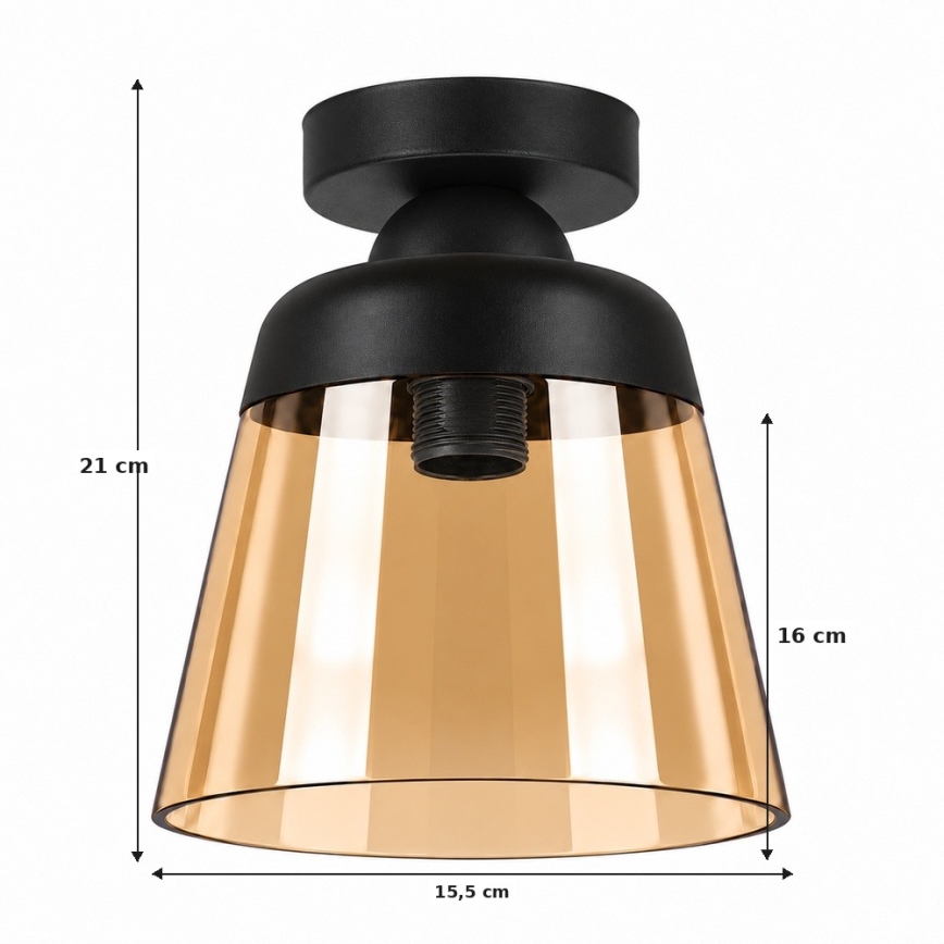 BRILAGI - LED Stropní svítidlo RETRO GLASS 1xE27/60W/230V pr. 15,5 cm černá/kouřová béžová