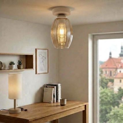 BRILAGI - LED Stropní svítidlo RETRO GLASS 1xE27/60W/230V pr. 17 cm béžová/kouřová béžová