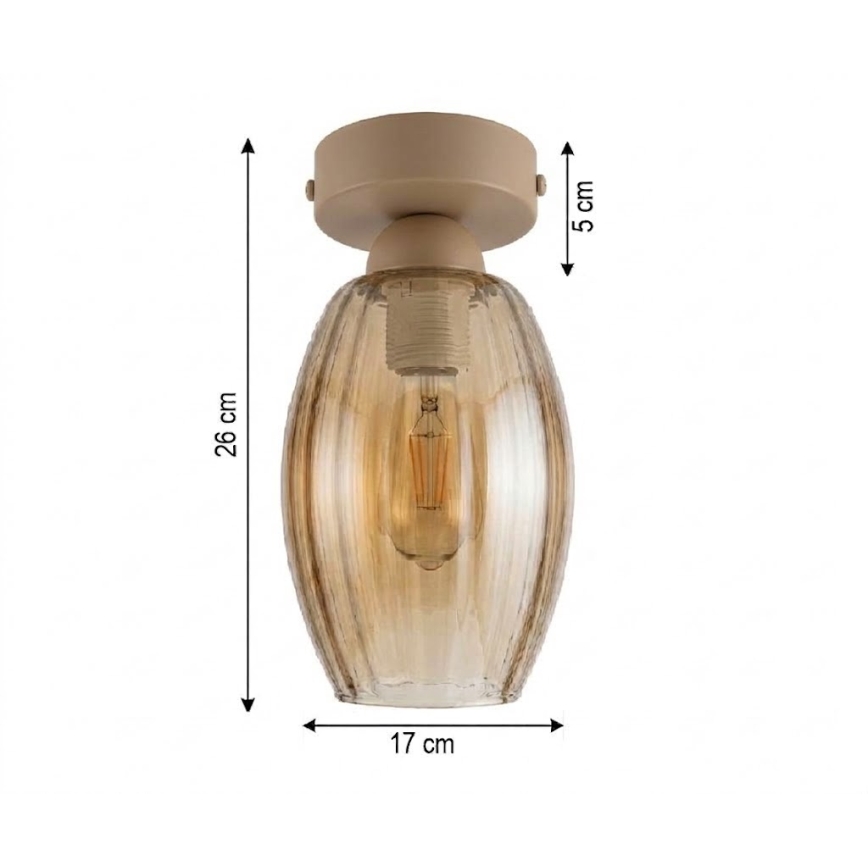 BRILAGI - LED Stropní svítidlo RETRO GLASS 1xE27/60W/230V pr. 17 cm béžová/kouřová béžová