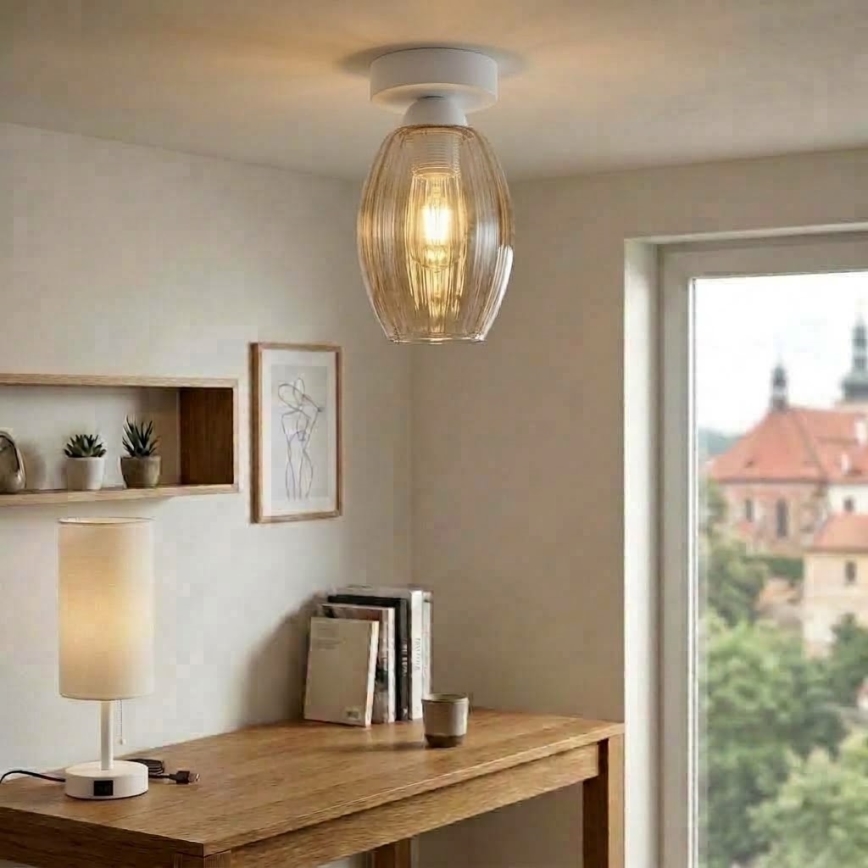 BRILAGI - LED Stropní svítidlo RETRO GLASS 1xE27/60W/230V pr. 17 cm bílá/kouřová béžová