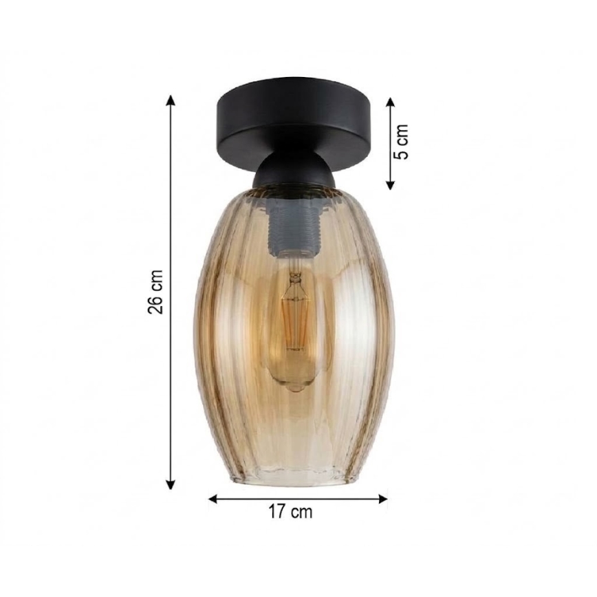 BRILAGI - LED Stropní svítidlo RETRO GLASS 1xE27/60W/230V pr. 17 cm černá/kouřová béžová