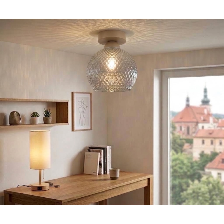 BRILAGI - LED Stropní svítidlo RETRO GLASS 1xE27/60W/230V pr. 18 cm béžová/kouřová šedá