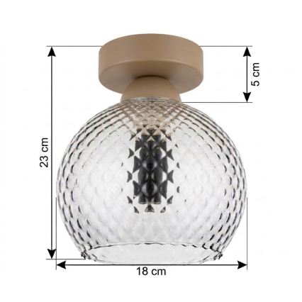 BRILAGI - LED Stropní svítidlo RETRO GLASS 1xE27/60W/230V pr. 18 cm béžová/kouřová šedá