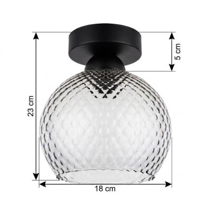 BRILAGI - LED Stropní svítidlo RETRO GLASS 1xE27/60W/230V pr. 18 cm černá/kouřová šedá
