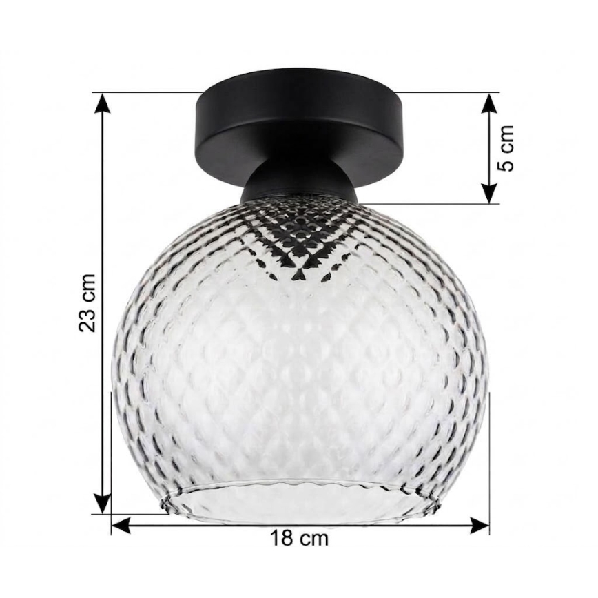 BRILAGI - LED Stropní svítidlo RETRO GLASS 1xE27/60W/230V pr. 18 cm černá/kouřová šedá