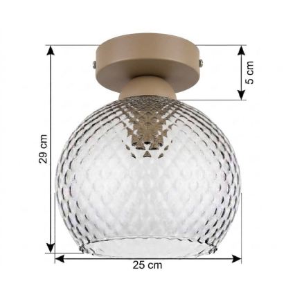 BRILAGI - LED Stropní svítidlo RETRO GLASS 1xE27/60W/230V pr. 25 cm béžová/kouřová šedá