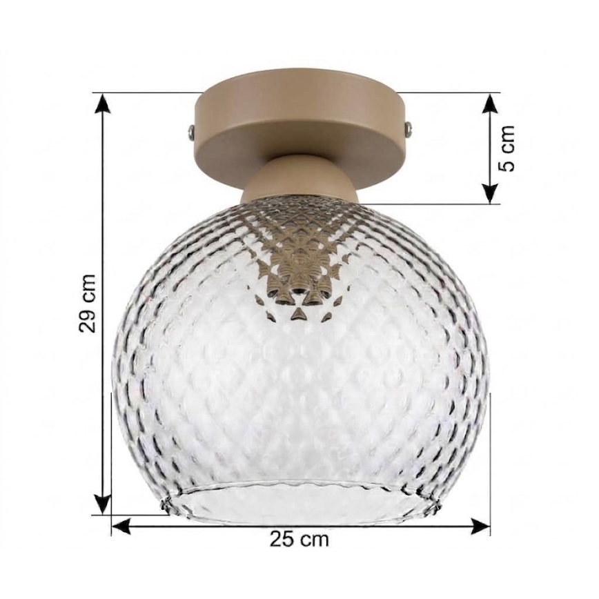 BRILAGI - LED Stropní svítidlo RETRO GLASS 1xE27/60W/230V pr. 25 cm béžová/kouřová šedá