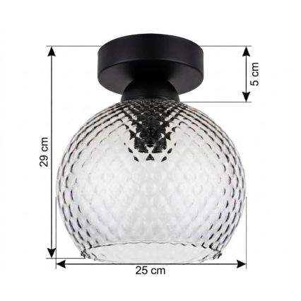 BRILAGI - LED Stropní svítidlo RETRO GLASS 1xE27/60W/230V pr. 25 cm černá/kouřová šedá