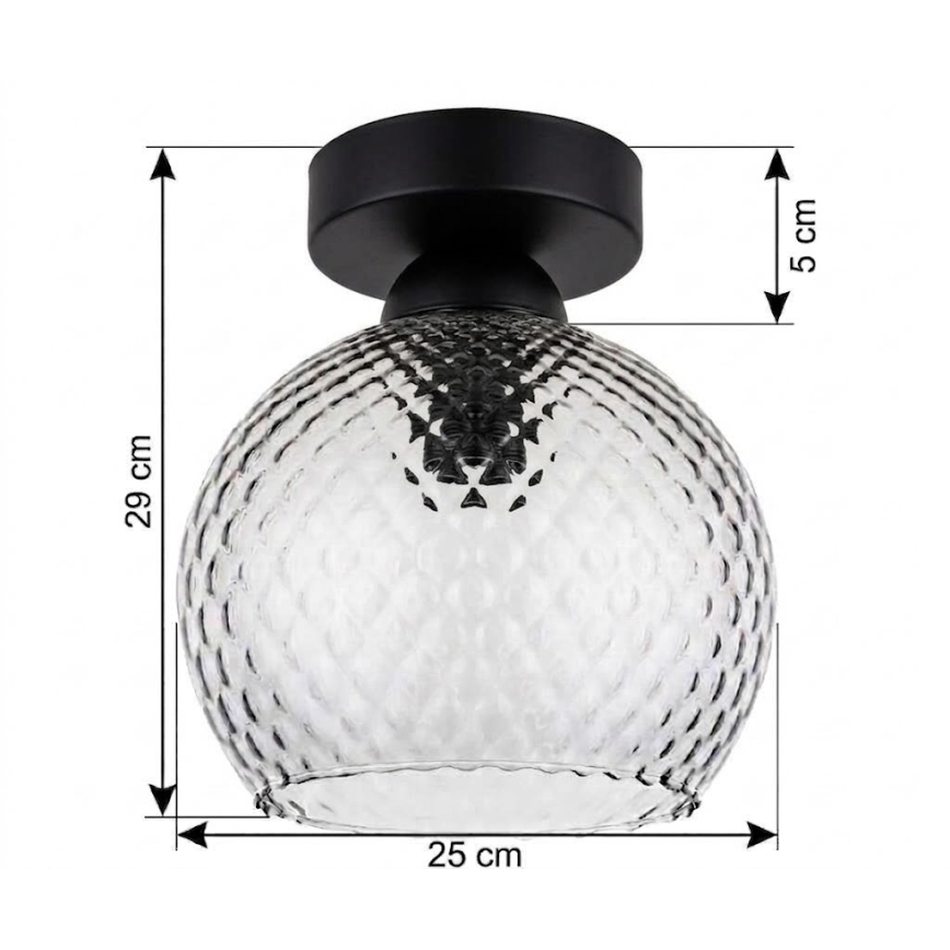 BRILAGI - LED Stropní svítidlo RETRO GLASS 1xE27/60W/230V pr. 25 cm černá/kouřová šedá