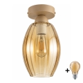 BRILAGI - LED Stropní svítidlo RETRO GLASS 1xE27/60W/230V pr. 17 cm béžová/kouřová béžová