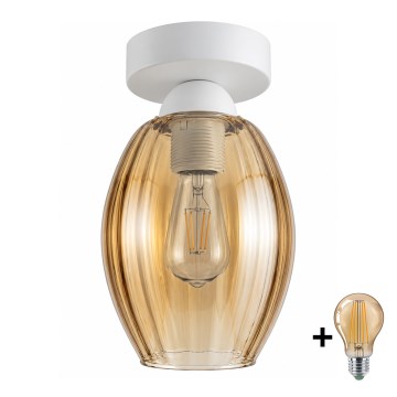 BRILAGI - LED Stropní svítidlo RETRO GLASS 1xE27/60W/230V pr. 17 cm bílá/kouřová béžová