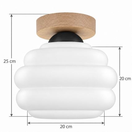 BRILAGI - LED Stropní svítidlo RETRO GLASS 1xE27/60W/230V pr. 20 cm dub/bílá