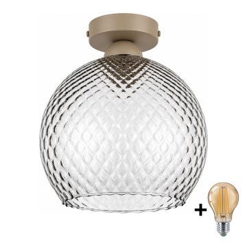 BRILAGI - LED Stropní svítidlo RETRO GLASS 1xE27/60W/230V pr. 25 cm béžová/kouřová šedá