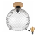 BRILAGI - LED Stropní svítidlo RETRO GLASS 1xE27/60W/230V pr. 25 cm dub/kouřová šedá