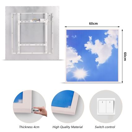 Brilagi - LED Stropní svítidlo SLIMFRAME SKY LED/58W/230V 60x60 cm stříbrná/modrá