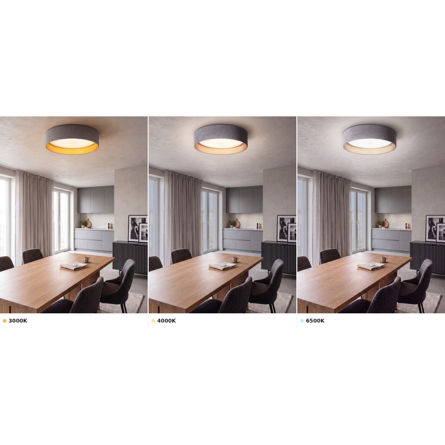 Brilagi - LED Stropní svítidlo VELVET VARI LED/24W/230V 3000/4000/6500K pr. 45 cm šedá/zlatá