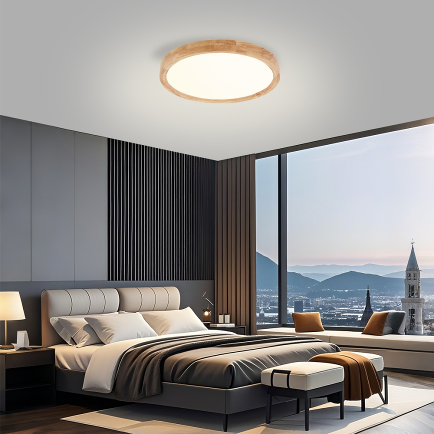 Brilagi - LED Stropní svítidlo WOODROUND LED/30W/230V 3000/4000/6000K pr. 40 cm dřevo CRI 90