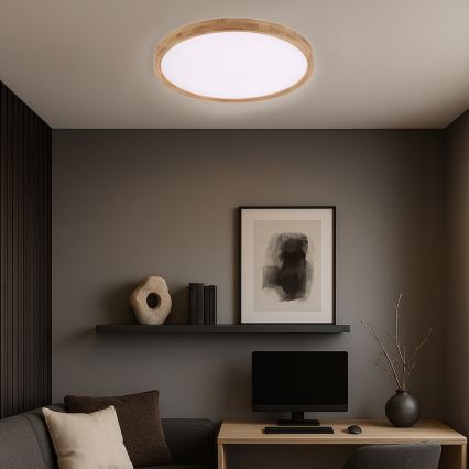 Brilagi - LED Stropní svítidlo WOODROUND LED/40W/230V 3000/4000/6000K pr. 60 cm dřevo CRI 90