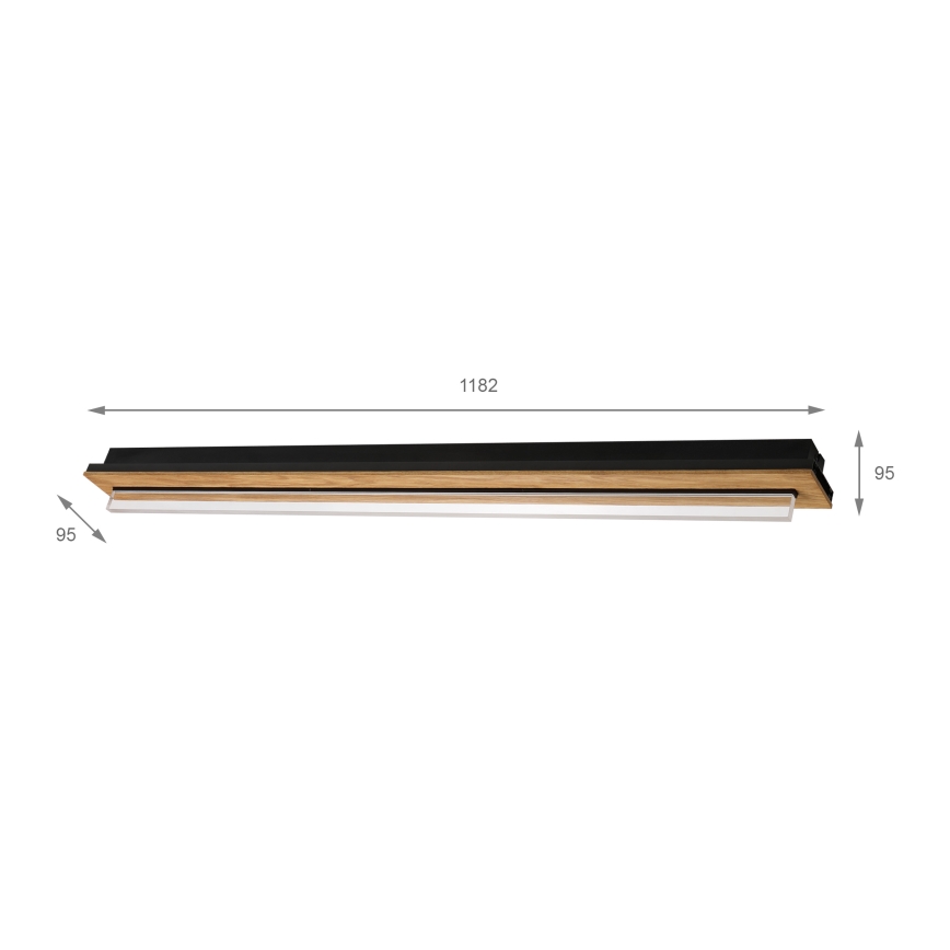Brilagi - LED Stropní svítidlo WOODY FLAT LED/25W/230V 118 cm dub/černá