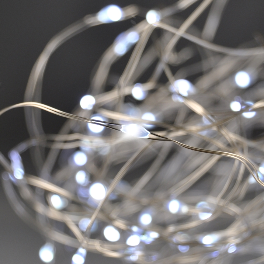 Brilagi - LED Vánoční řetěz 100xLED/3xAA 10m studená bílá