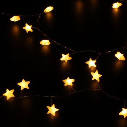 Brilagi - LED Vánoční řetěz 40xLED/3xAA 1,8m teplá bílá hvězdy