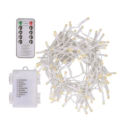Brilagi - LED Vánoční venkovní řetěz 120xLED/8 funkcí/3xAA 9,5m bílá IP44 teplá bílá + dálkové ovládání