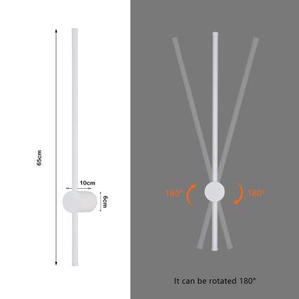 Brilagi - LED Venkovní nástěnné svítidlo AURA LED/12W/230V 3000K IP54 65 cm bílá CRI 90