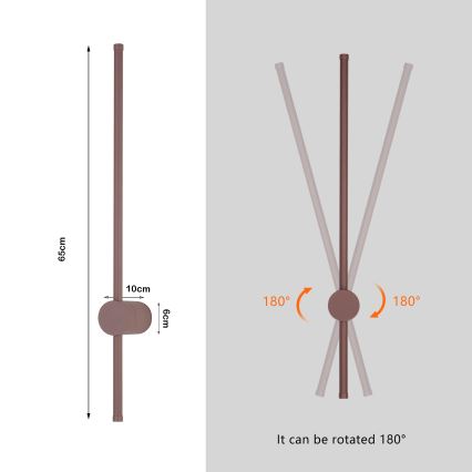 Brilagi - LED Venkovní nástěnné svítidlo AURA LED/12W/230V 3000K IP54 65 cm hnědá CRI 90