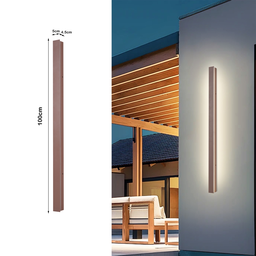 Brilagi - LED Venkovní nástěnné svítidlo LINEAR LED/22W/230V 3000K IP65 100 cm hnědá CRI 90
