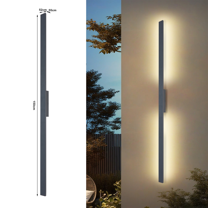 Brilagi - LED Venkovní nástěnné svítidlo LUNA LED/30W/230V 4000K IP65 150 cm antracit CRI 90