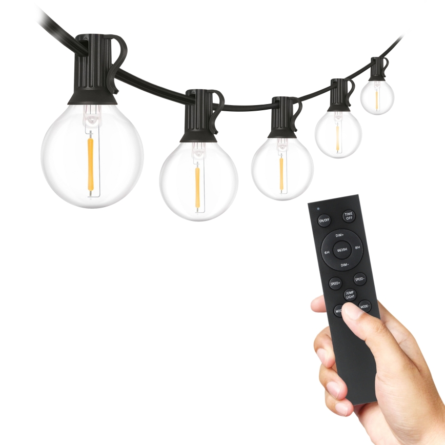 Brilagi - LED Venkovní dekorační řetěz GIRLANDA 25xE12/0,6W/230V 20m černá IP44 teplá bílá + dálkové ovládání