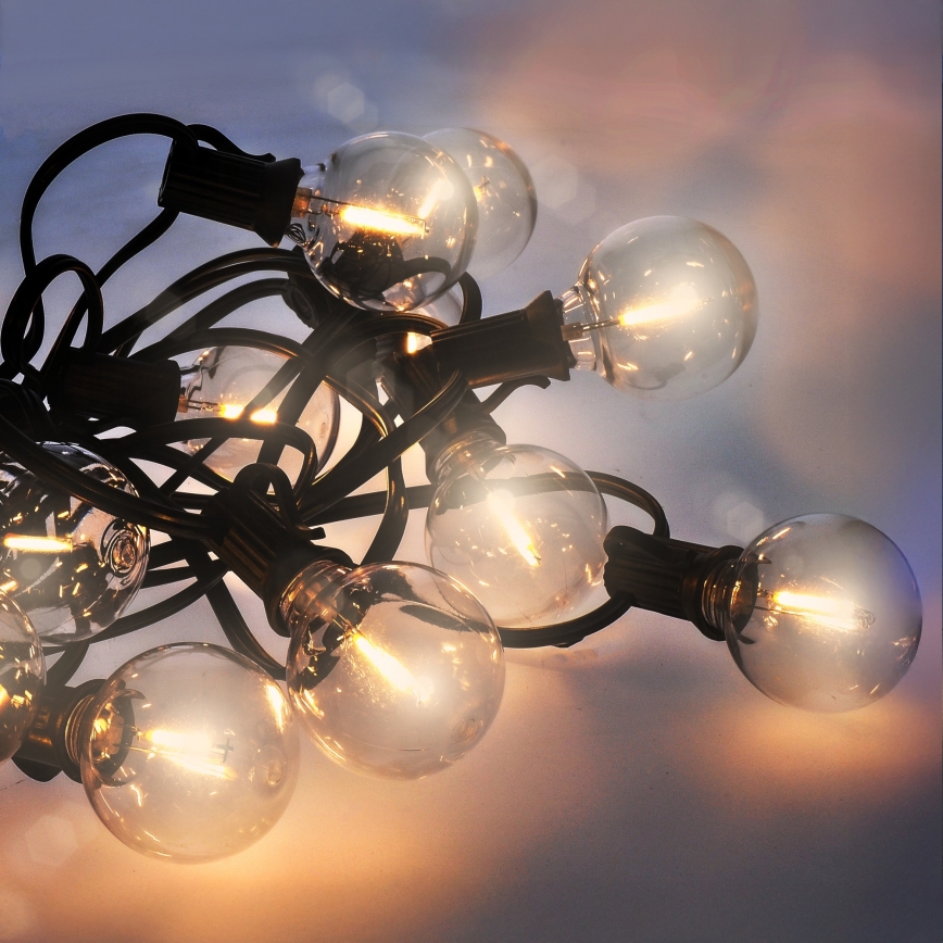 Brilagi - LED Venkovní dekorační řetěz GIRLANDA 25xE12/0,6W/230V 20m černá IP44 teplá bílá + dálkové ovládání