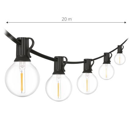 Brilagi - LED Venkovní dekorační řetěz GIRLANDA 25xE12/0,6W/230V 20m černá IP44 teplá bílá + dálkové ovládání