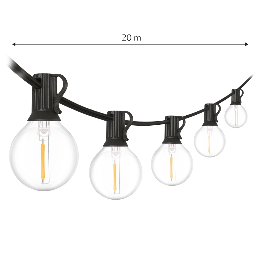 Brilagi - LED Venkovní dekorační řetěz GIRLANDA 25xE12/0,6W/230V 20m černá IP44 teplá bílá + dálkové ovládání
