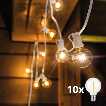 Brilagi - LED Venkovní dekorační řetěz GIRLANDA 10xE12/0,6W/24V 8m bílá IP44 teplá bílá