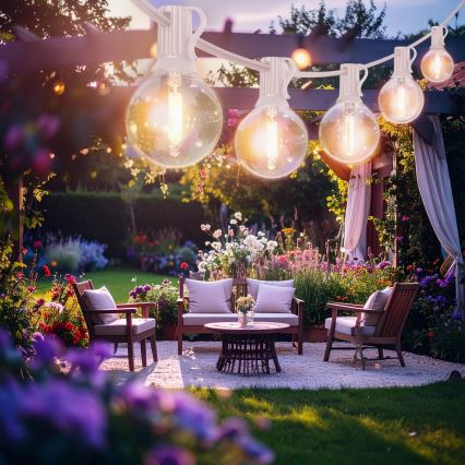 Brilagi - LED Venkovní dekorační řetěz GIRLANDA 10xE12/0,6W/230V 8m bílá IP44 teplá bílá