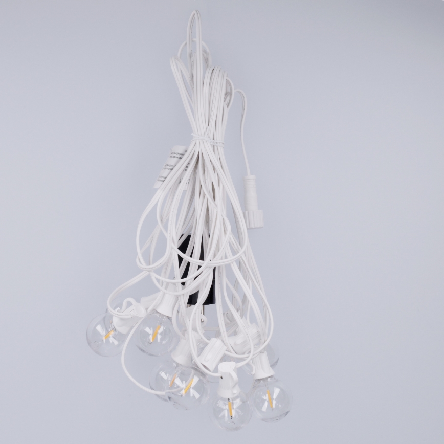 Brilagi - LED Venkovní dekorační řetěz GIRLANDA 10xE12/0,6W/230V 8m bílá IP44 teplá bílá