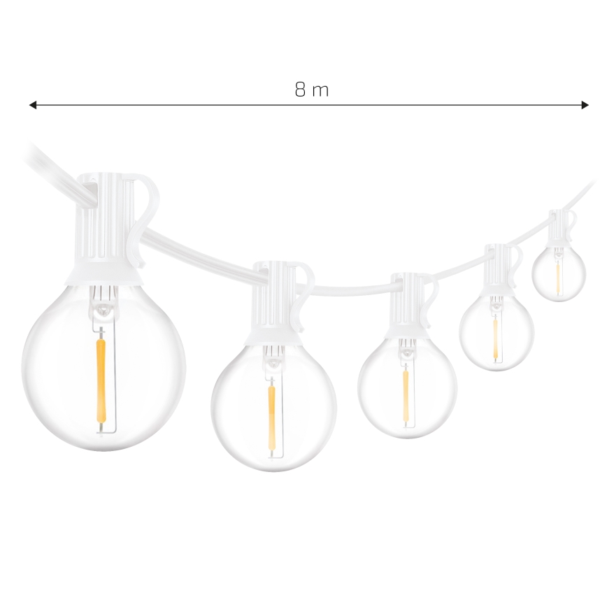 Brilagi - LED Venkovní dekorační řetěz GIRLANDA 10xE12/0,6W/230V 8m bílá IP44 teplá bílá