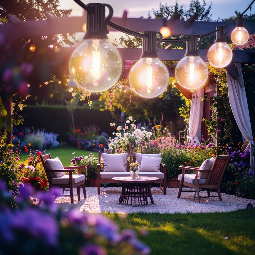 Brilagi - LED Venkovní dekorační řetěz GIRLANDA 10xE12/0,6W/230V 8m černá IP44 teplá bílá