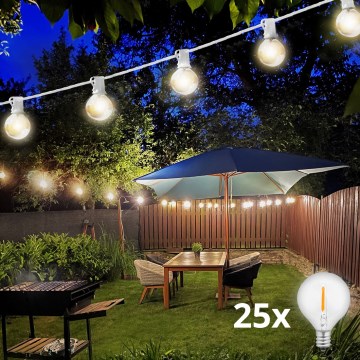 Brilagi - LED Venkovní dekorační řetěz GIRLANDA 25xE12/0,8W/230V 20m bílá IP44 teplá bílá