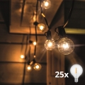 Brilagi - LED Venkovní dekorační řetěz GIRLANDA 25xE12/0,8W/230V 20m černá IP44 teplá bílá