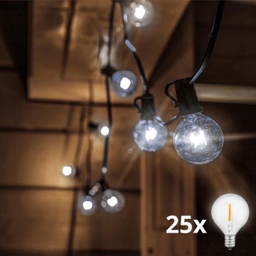 Brilagi - LED Venkovní dekorační řetěz GIRLANDA 25xE12/0,8W/230V 20m IP44 studená bílá